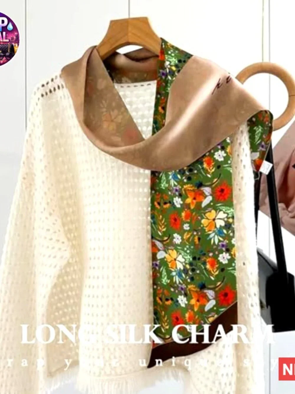Polyester Scarf Like Silk for Head Neck Purse Bag Accessory